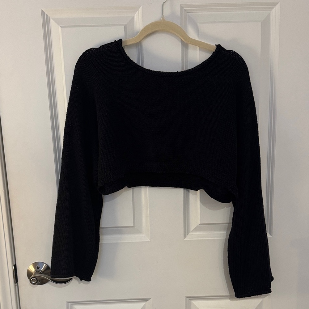 Silence + Noise Black Knit Crop Top